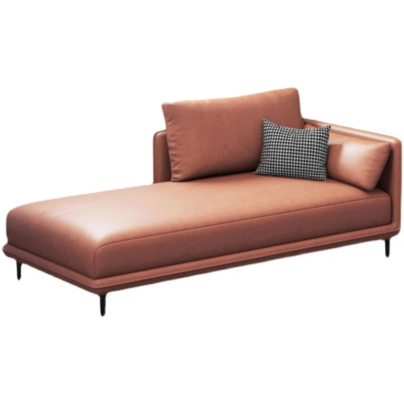 Moderne eenarmige chaise longue van kunstleer, stoel met vierkante armleuningen Clearhalo