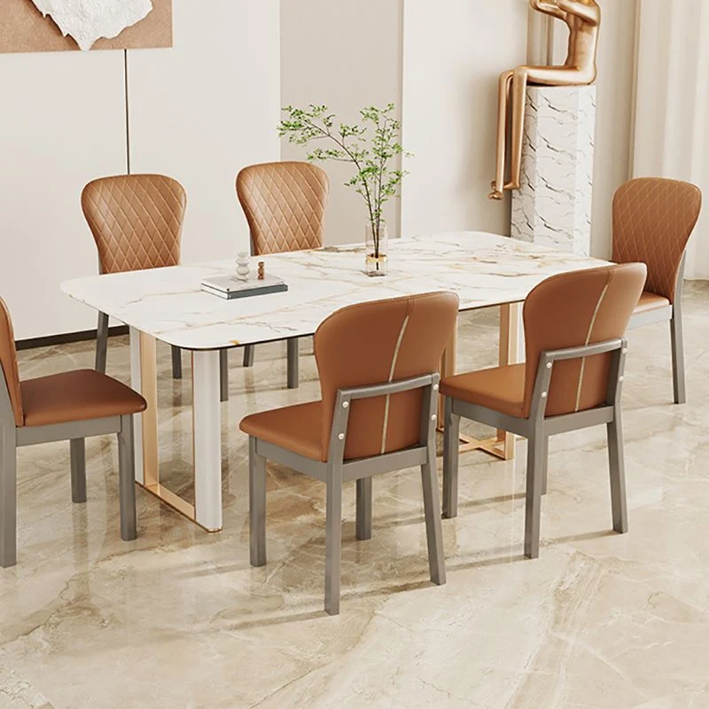 Moderne eetkamerstoel van rubberwood, kunstleer, stevige rugleuning Clearhalo