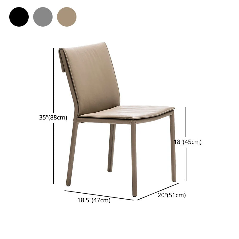 Moderne eetkamerstoelen Armloze stoel met metalen poten voor keuken Clearhalo