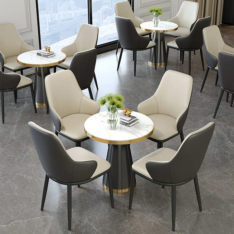 Moderne eetkamerstoelen met matte afwerking, gebogen leren Parsons-fauteuil Clearhalo