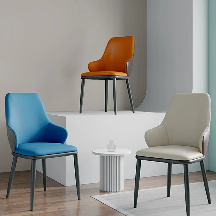 Moderne eetkamerstoelen met matte afwerking, gebogen leren Parsons-fauteuil Clearhalo