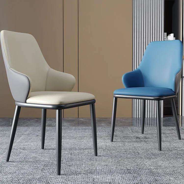 Moderne eetkamerstoelen met matte afwerking, gebogen leren Parsons-fauteuil Clearhalo