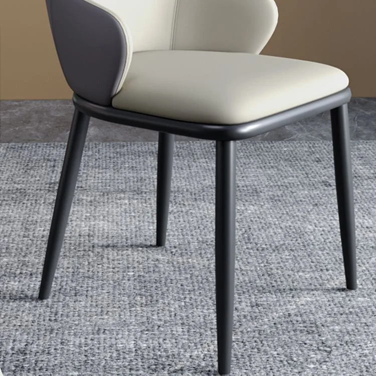 Moderne eetkamerstoelen met matte afwerking, gebogen leren Parsons-fauteuil Clearhalo