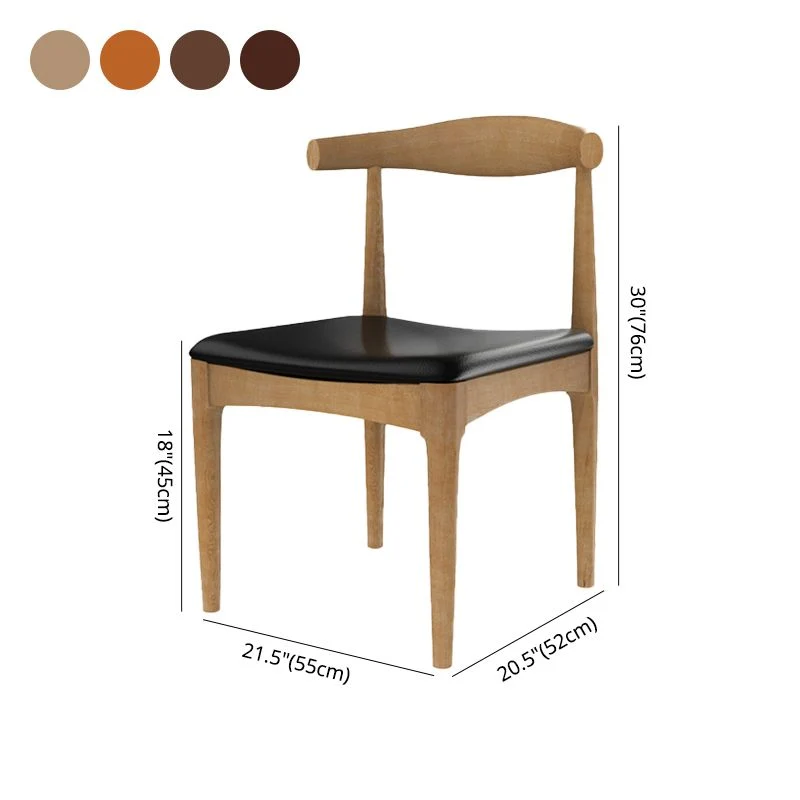 Moderne eetkamerstoelen met open rug Armloze zijstoelen met houten poten Clearhalo