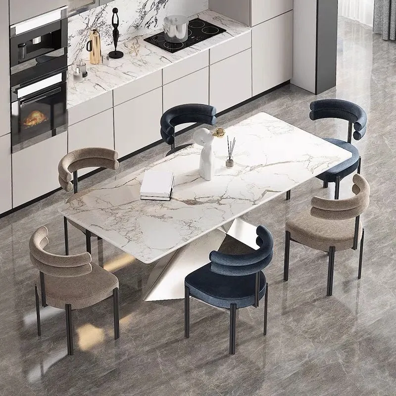 Moderne eetkamerstoelen zonder armleuningen, thuiskeuken, fluwelen bijzetstoelen Clearhalo
