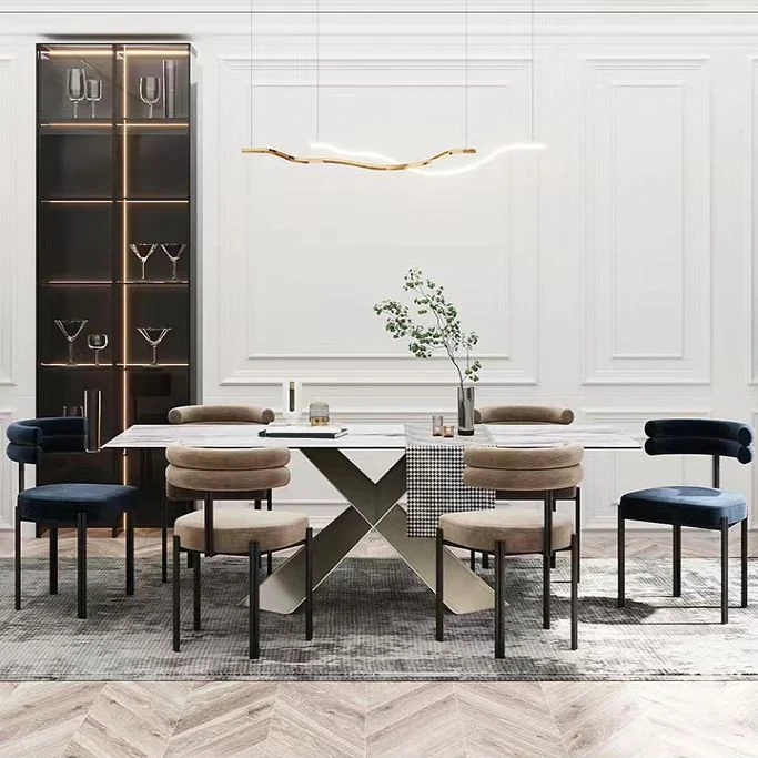 Moderne eetkamerstoelen zonder armleuningen, thuiskeuken, fluwelen bijzetstoelen Clearhalo