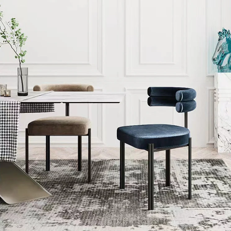 Moderne eetkamerstoelen zonder armleuningen, thuiskeuken, fluwelen bijzetstoelen Clearhalo
