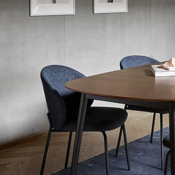 Moderne eetkamerstoelen zonder armleuningen, zwarte metalen poten, bijzetstoel voor thuis Clearhalo