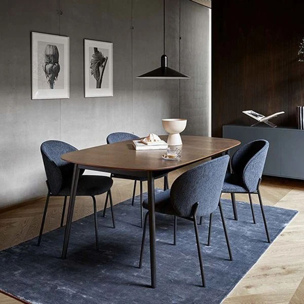 Moderne eetkamerstoelen zonder armleuningen, zwarte metalen poten, bijzetstoel voor thuis Clearhalo