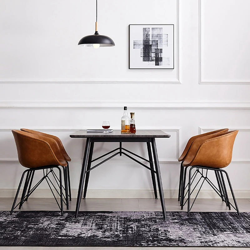 Moderne fauteuil leren eetkamerstoel voor binnen met metalen frame Clearhalo