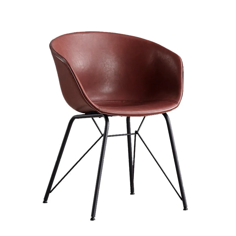 Moderne fauteuil leren eetkamerstoel voor binnen met metalen frame Clearhalo