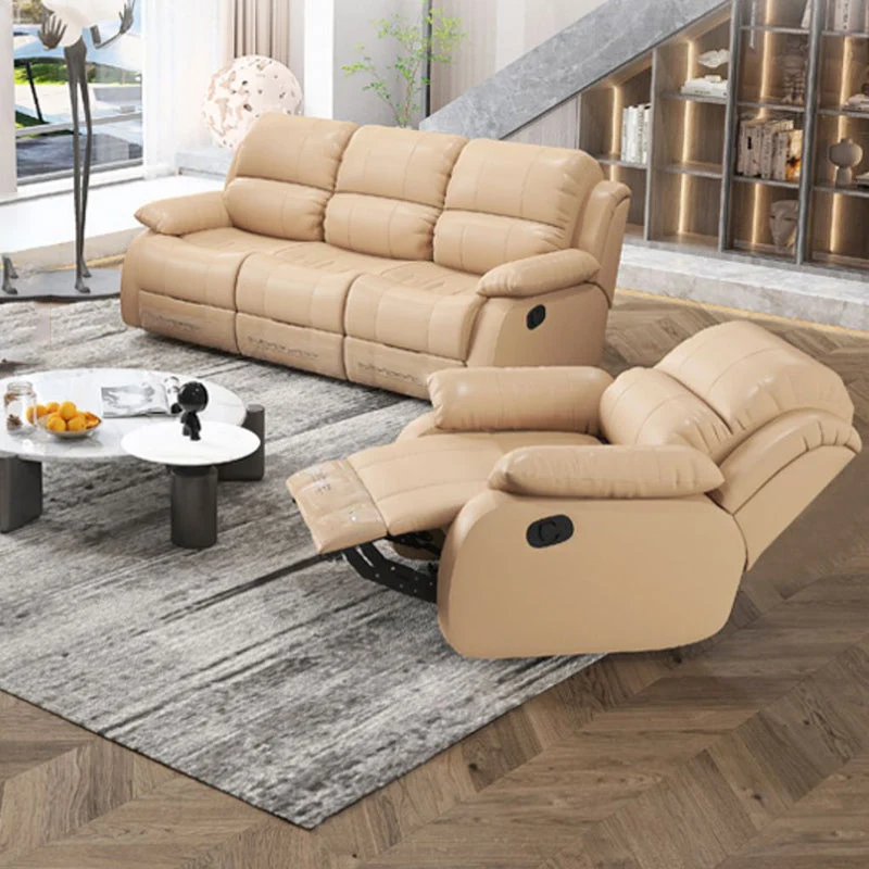 Moderne fauteuil met lendensteun, standaard fauteuil van echt leer Clearhalo