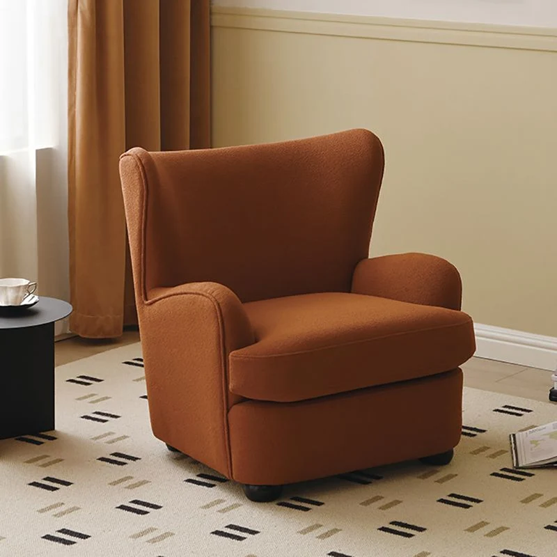 Moderne fauteuil uit het midden van de eeuw, van kunstleer/wol met strakke rugleuning Clearhalo