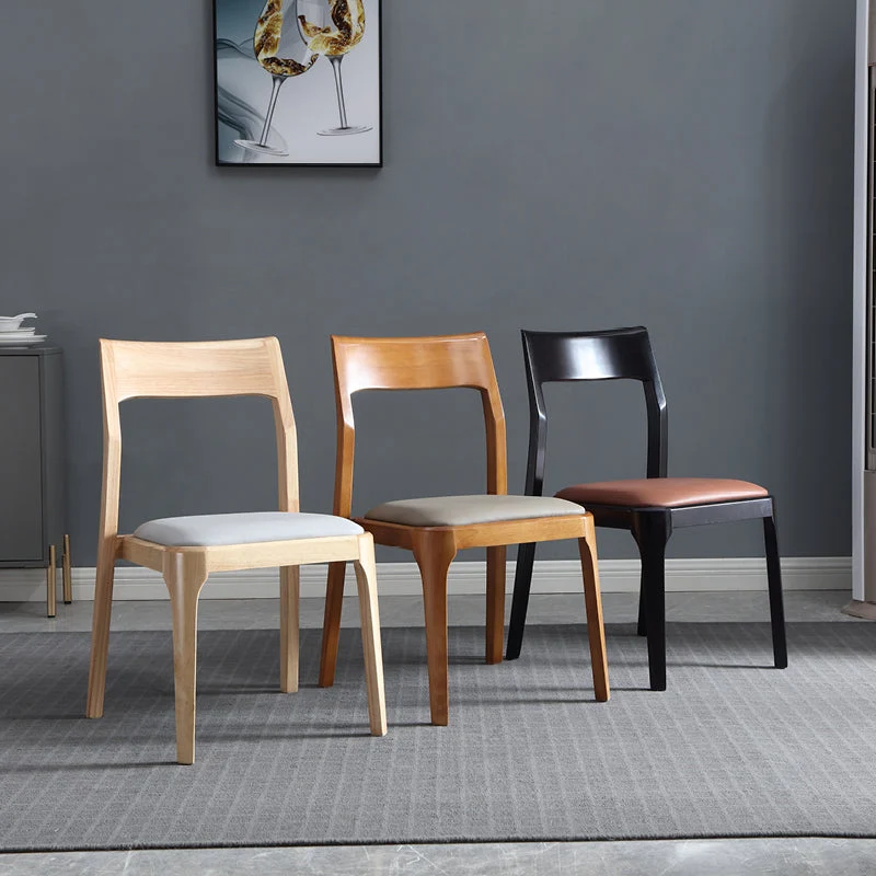 Moderne gestoffeerde armloze stoel Home massief houten eetkamerstoel Clearhalo