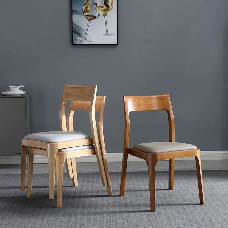 Moderne gestoffeerde armloze stoel Home massief houten eetkamerstoel Clearhalo