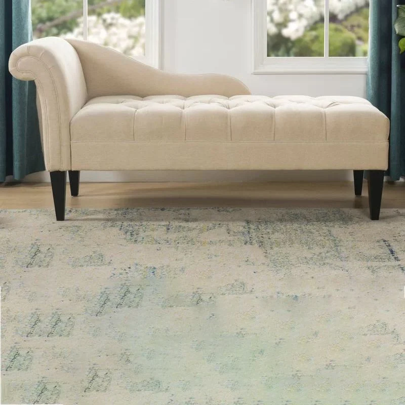 Moderne, gestoffeerde chaise longue met één arm en een gestoffeerde katoenmix Clearhalo