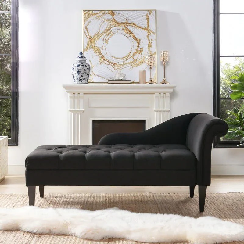 Moderne, gestoffeerde chaise longue met één arm en een gestoffeerde katoenmix Clearhalo