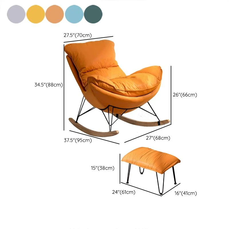 Moderne gestoffeerde schommelstoel, draaistoel met metalen frame Clearhalo