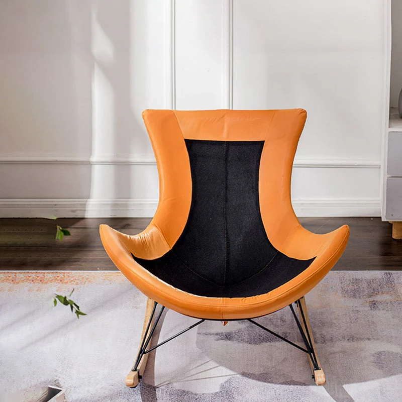 Moderne gestoffeerde schommelstoel, draaistoel met metalen frame Clearhalo