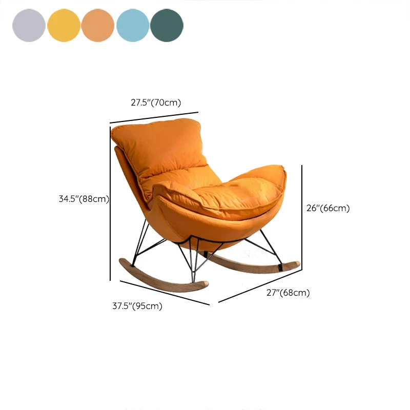 Moderne gestoffeerde schommelstoel, draaistoel met metalen frame Clearhalo