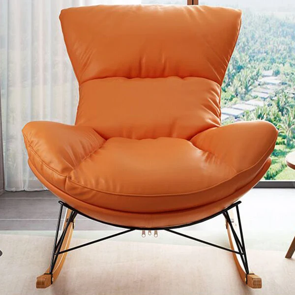 Moderne gestoffeerde schommelstoel met metalen frame, vuilafstotende draaistoel Clearhalo