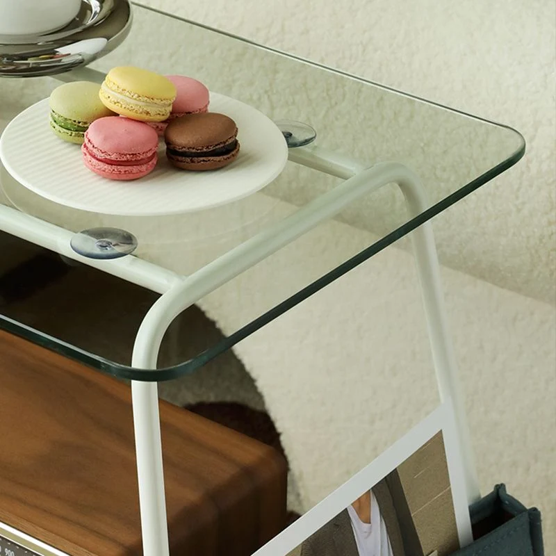 Moderne glazen zij-bijzettafel Schraag hoektafel met dubbele laag Clearhalo