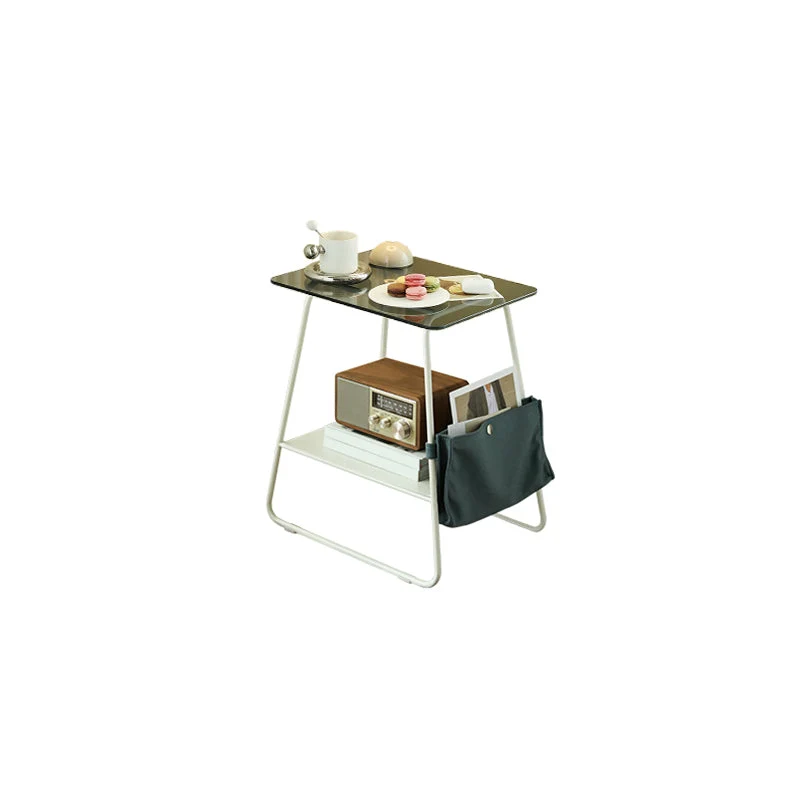 Moderne glazen zij-bijzettafel Schraag hoektafel met dubbele laag Clearhalo
