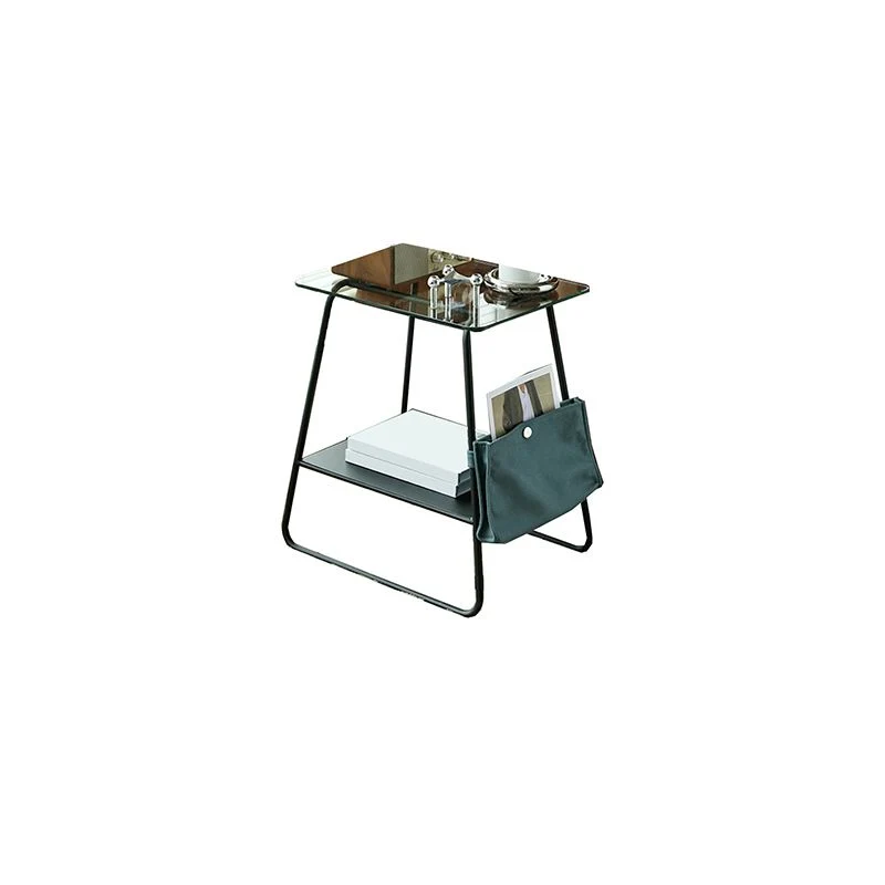 Moderne glazen zij-bijzettafel Schraag hoektafel met dubbele laag Clearhalo