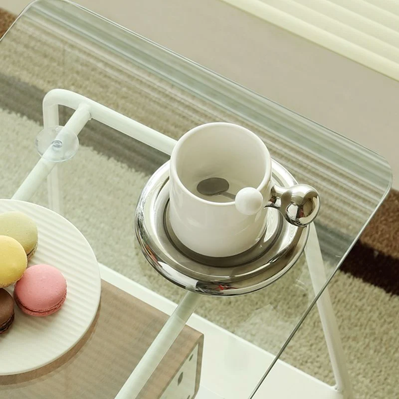Moderne glazen zij-bijzettafel Schraag hoektafel met dubbele laag Clearhalo