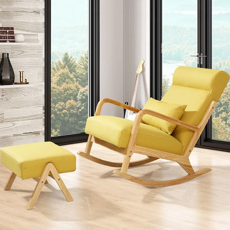 Moderne houten basis schommelstoel voor thuis, lounge vrije tijd luie stoel voor balkon Clearhalo