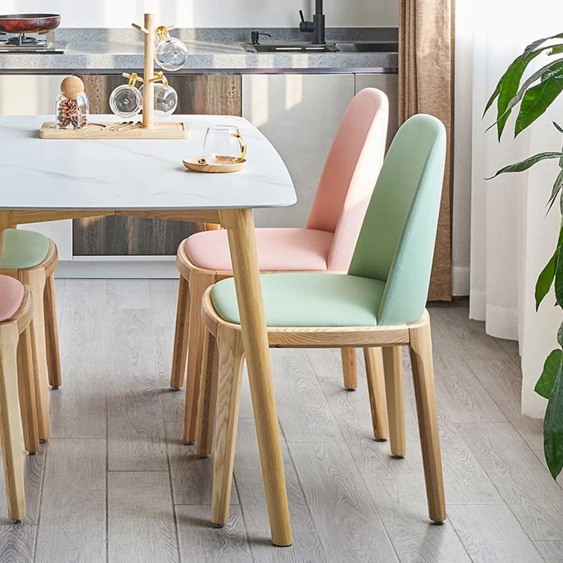 Moderne houten eetkamerstoel, gestoffeerde armloze eetkamerstoelen voor thuisgebruik Clearhalo