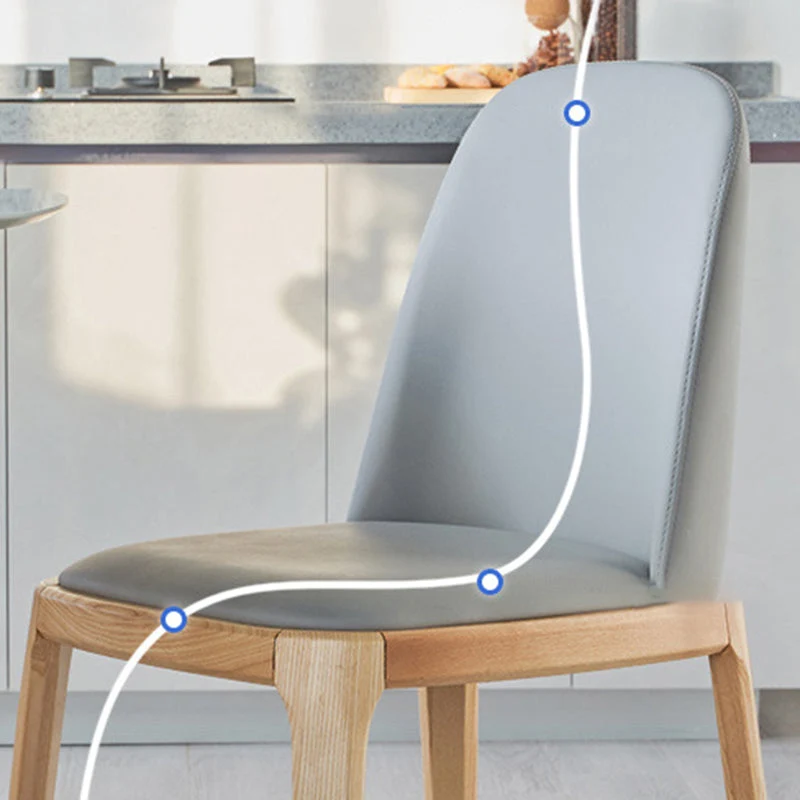 Moderne houten eetkamerstoel, gestoffeerde armloze eetkamerstoelen voor thuisgebruik Clearhalo