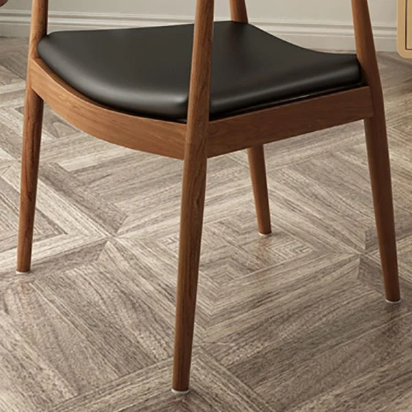 Moderne houten eetkamerstoel met open rug en gestoffeerde fauteuil Clearhalo