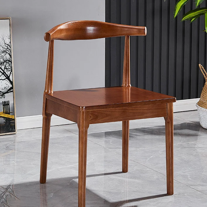 Moderne houten eetkamerstoel zonder armleuning, eetkamerstoel met ladderrug voor keuken Clearhalo