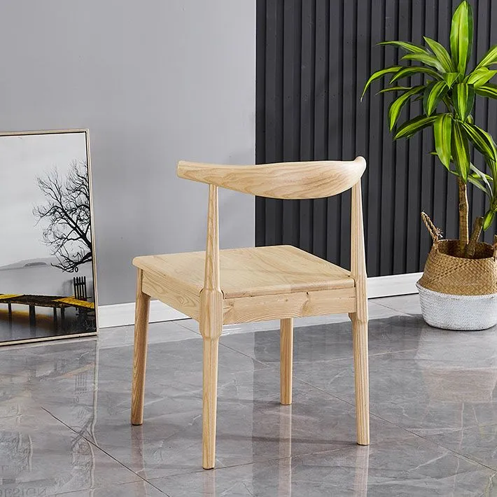 Moderne houten eetkamerstoel zonder armleuning, eetkamerstoel met ladderrug voor keuken Clearhalo