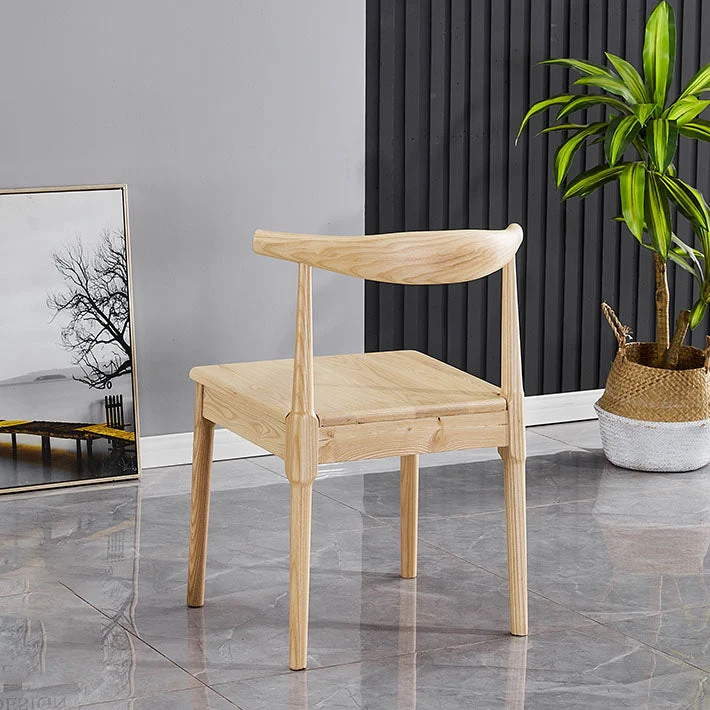 Moderne houten eetkamerstoel zonder armleuning, eetkamerstoel met ladderrug voor keuken Clearhalo