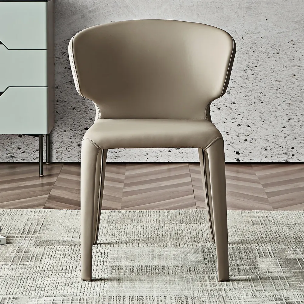 Moderne kunstleer eetkamerstoel Wingback zijstoel voor thuisgebruik Clearhalo