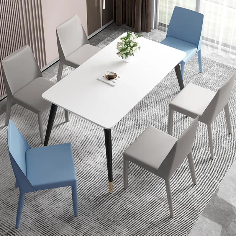 Moderne lederen eetkamerstoel Parsons-meubels met stalen poten matte afwerking voor thuis Clearhalo