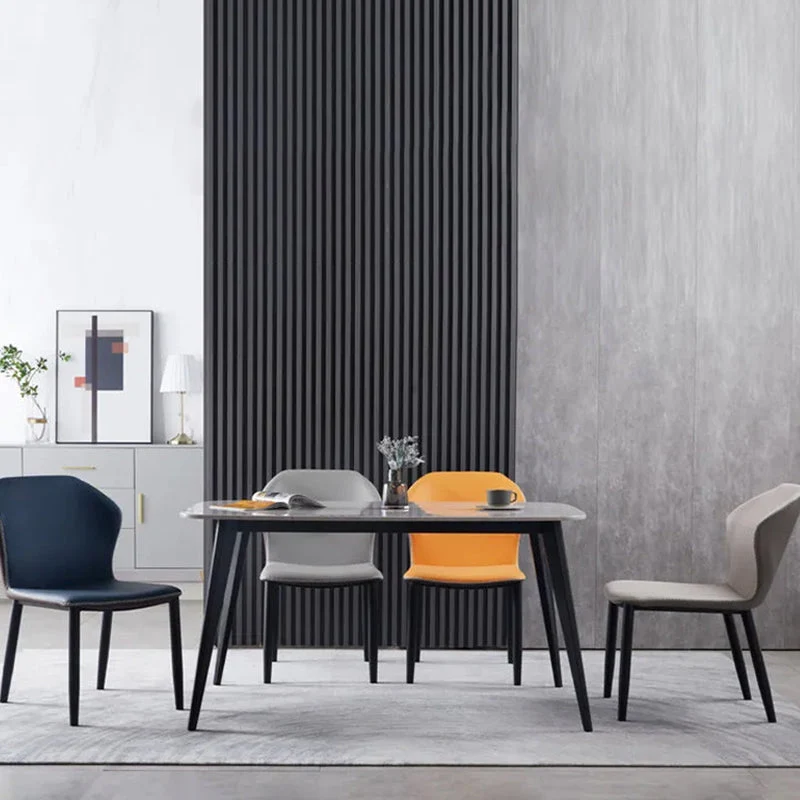 Moderne lederen Home Side Chair met matte afwerking Wingback eetkamerstoel (set van 2) Clearhalo