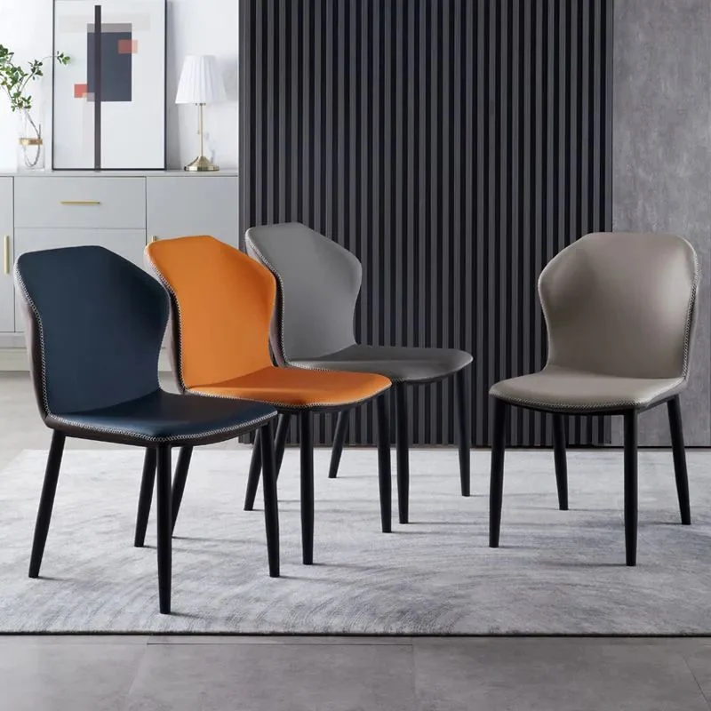 Moderne lederen Home Side Chair met matte afwerking Wingback eetkamerstoel (set van 2) Clearhalo