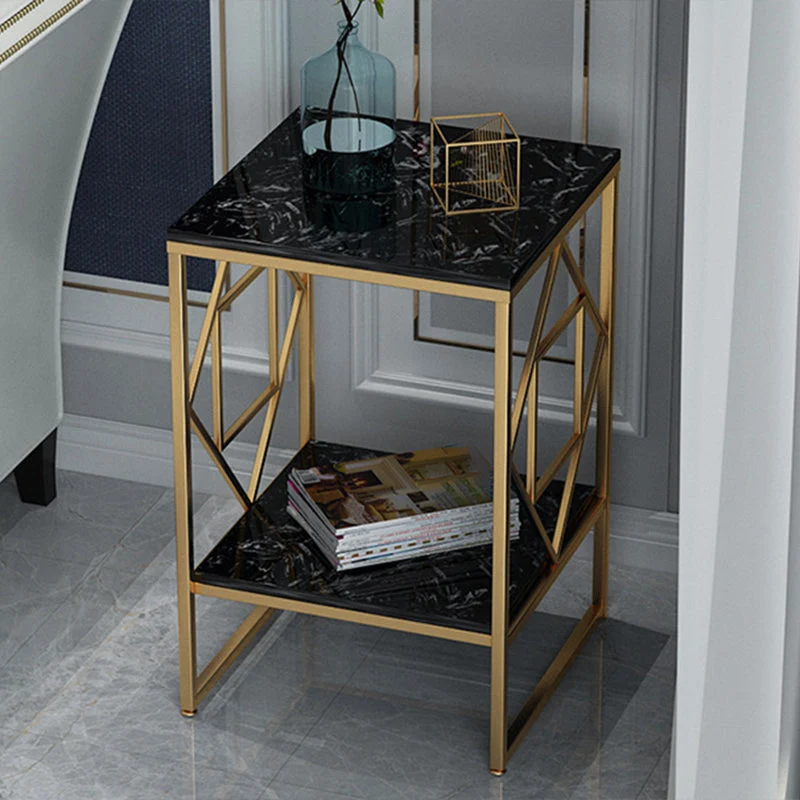 Moderne leisteen hoektafel vierkante bijzettafel voor woonkamer Clearhalo