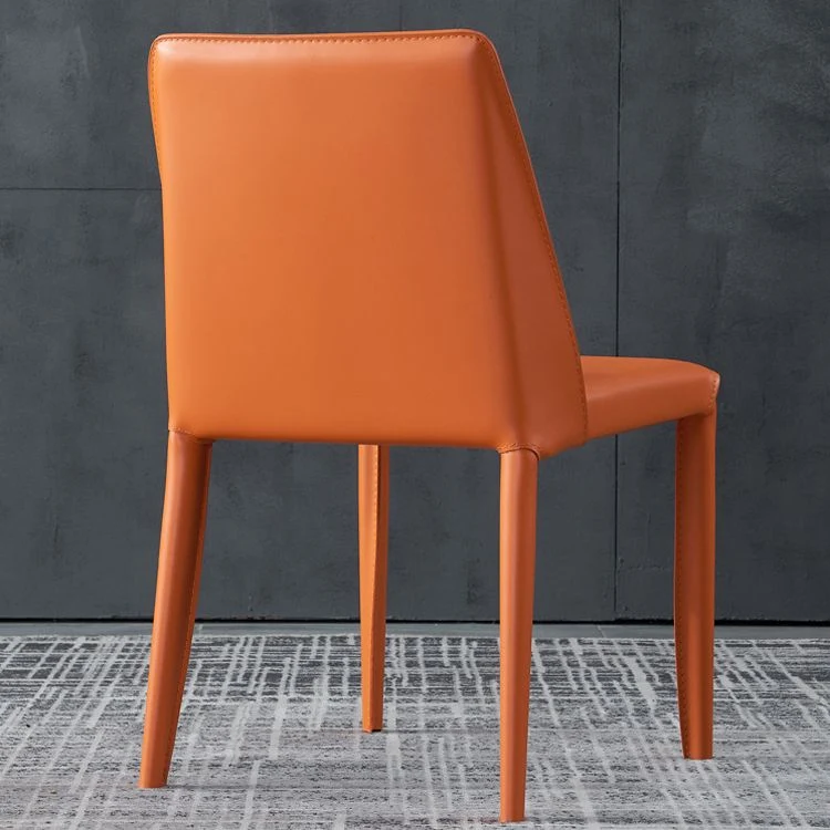 Moderne leren eetkamerarmloze stoel Metalen eetkamerstoelen voor thuisgebruik Clearhalo