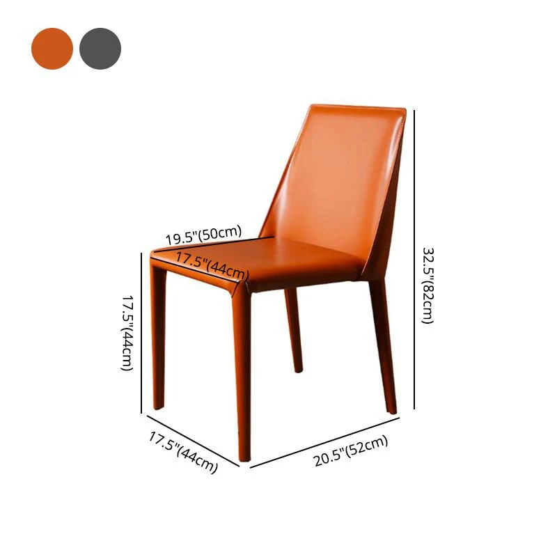 Moderne leren eetkamerarmloze stoel Metalen eetkamerstoelen voor thuisgebruik Clearhalo