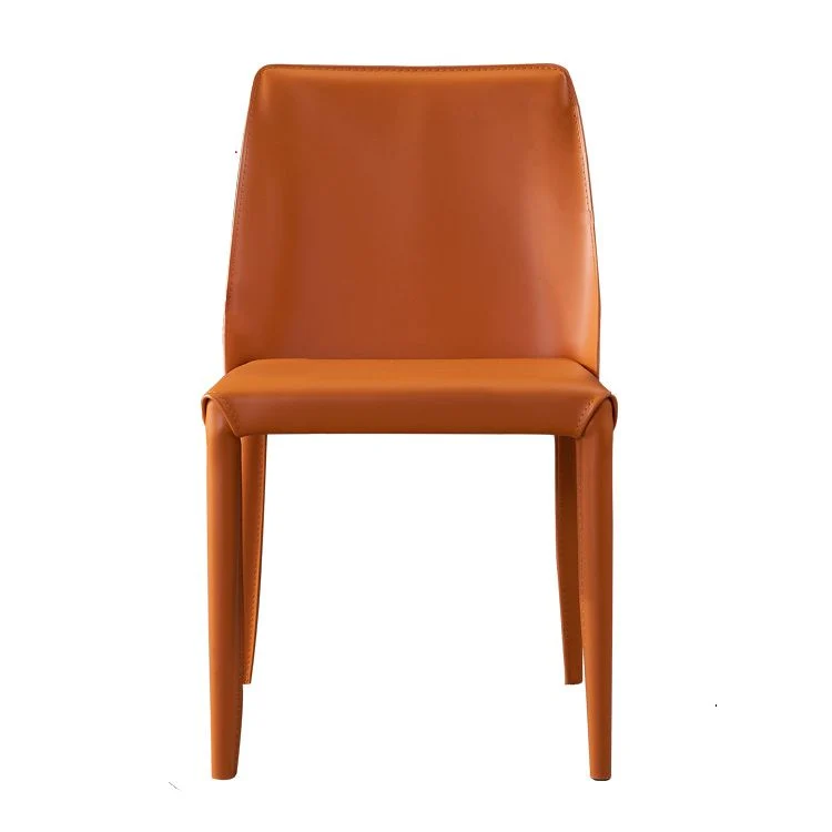 Moderne leren eetkamerarmloze stoel Metalen eetkamerstoelen voor thuisgebruik Clearhalo