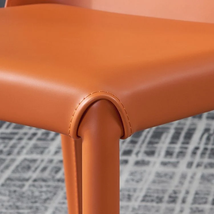 Moderne leren eetkamerarmloze stoel Metalen eetkamerstoelen voor thuisgebruik Clearhalo