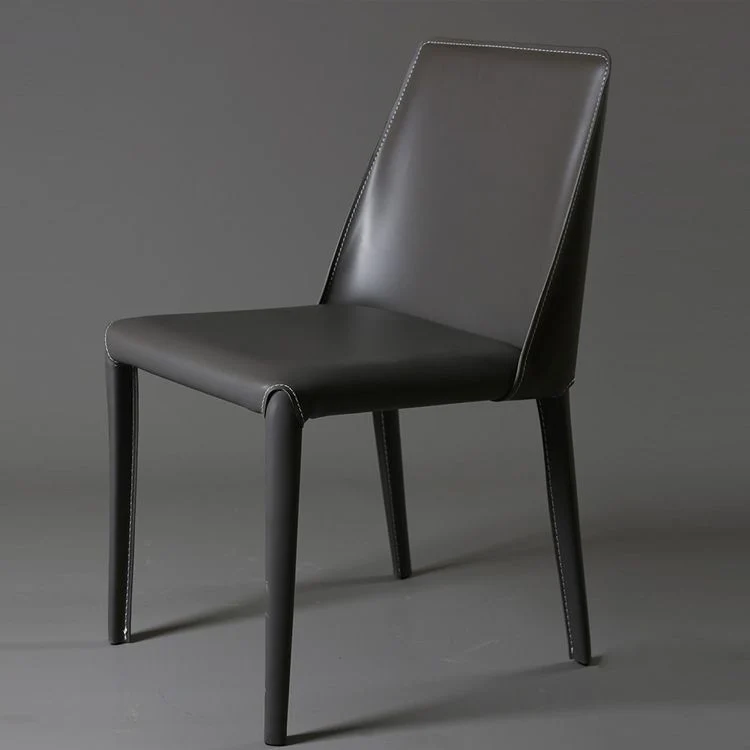 Moderne leren eetkamerarmloze stoel Metalen eetkamerstoelen voor thuisgebruik Clearhalo