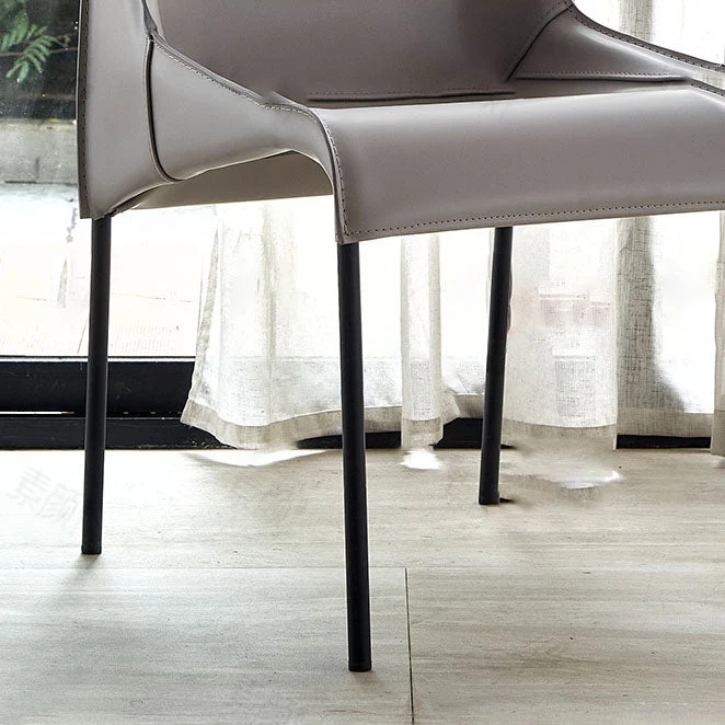 Moderne leren eetkamerstoel Restaurant stoel met stevige rugleuning en armleuning Clearhalo