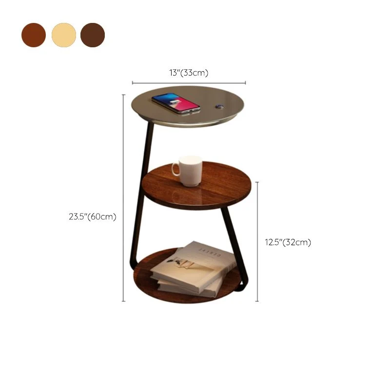 Moderne massief houten ronde bijzettafel met woonkameraccent op 3 niveaus Clearhalo