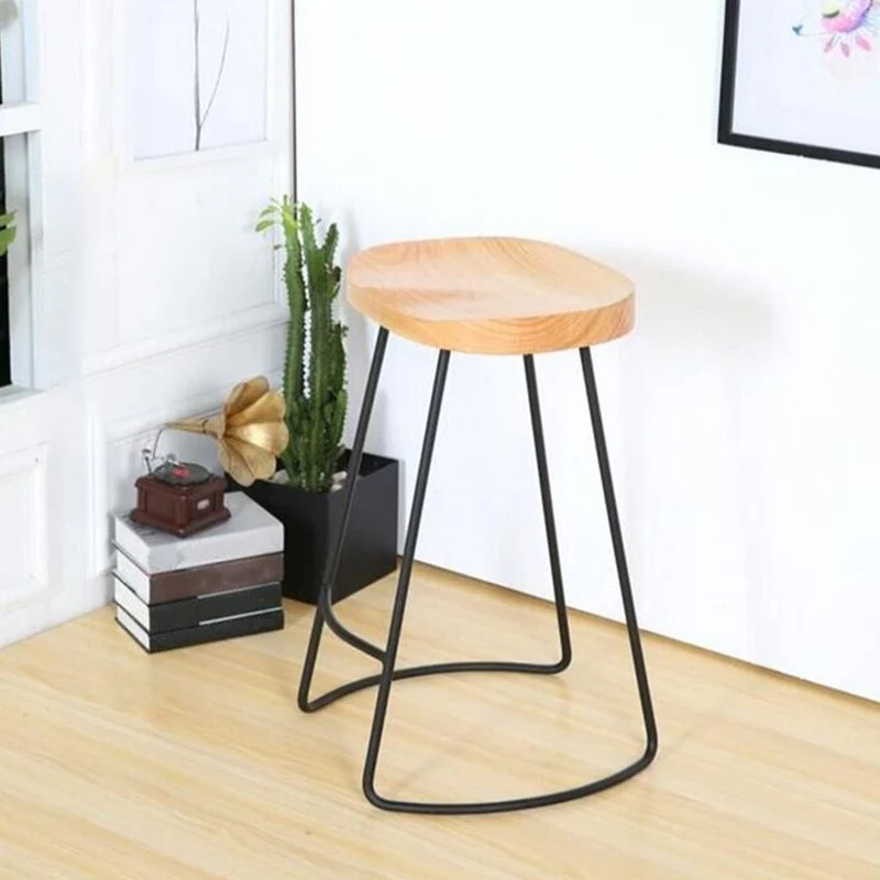 Moderne massief houten tegenkruk, voetsteun, zadelzit, tegenbarkruk naturel Clearhalo