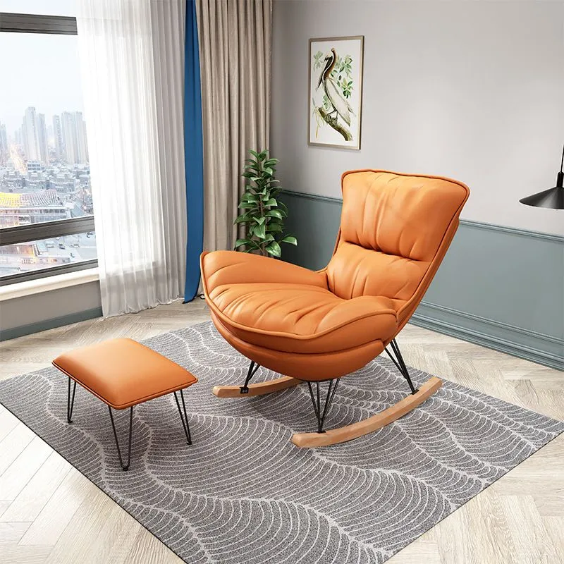 Moderne met zweefvliegtuig beklede stoel, gestoffeerde schommelstoel met knoopaccent en donkere poten Clearhalo